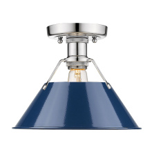 Golden 3306-FM CH-NVY - Yep by Golden Lighting Orwell 1-light Flush Mount in Chrome and Navy Blue shade